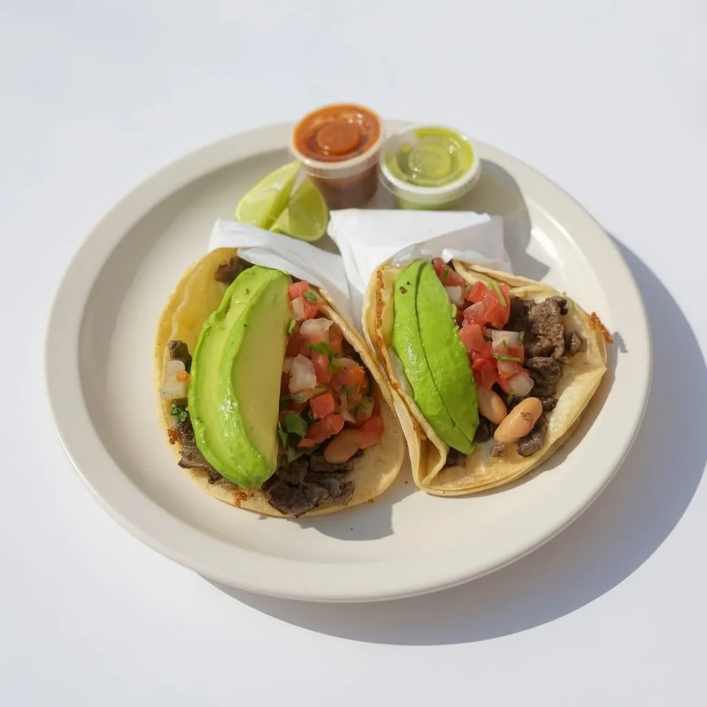 Super Taco from El Burro Premier in Caldwell, Idaho — carne asada with guacamole and crema in a handmade tortilla